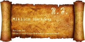 Miklics Harkány névjegykártya